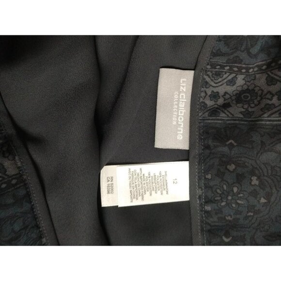 Liz Claiborne Black & Gray Floral Print Maxi Skirt Size 12 - Picture 3 of 9